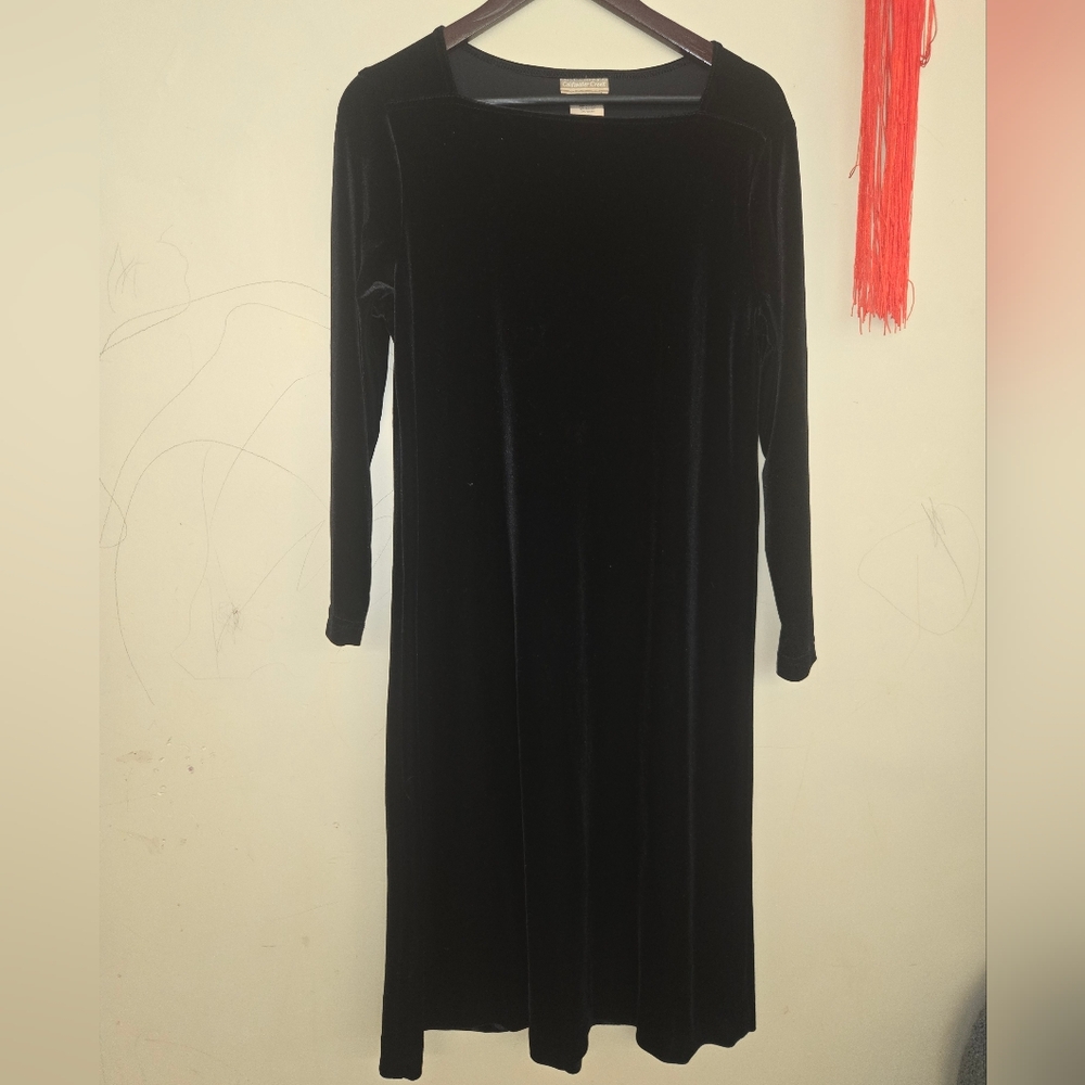 Coldwater Elegant Black Velvet Dress